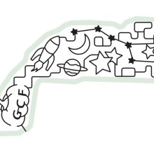 Great Country Farms Corn Maze design for 2022 features a pumpkin spaceship and sun moon and Big Dipper constellation supporting the Stories from the Stars theme