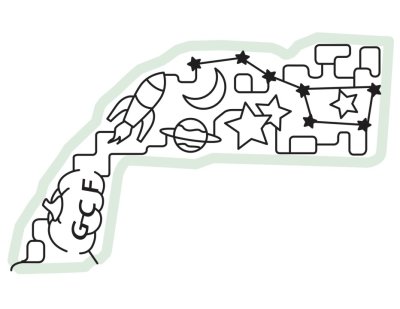 Great Country Farms Corn Maze design for 2022 features a pumpkin spaceship and sun moon and Big Dipper constellation supporting the Stories from the Stars theme